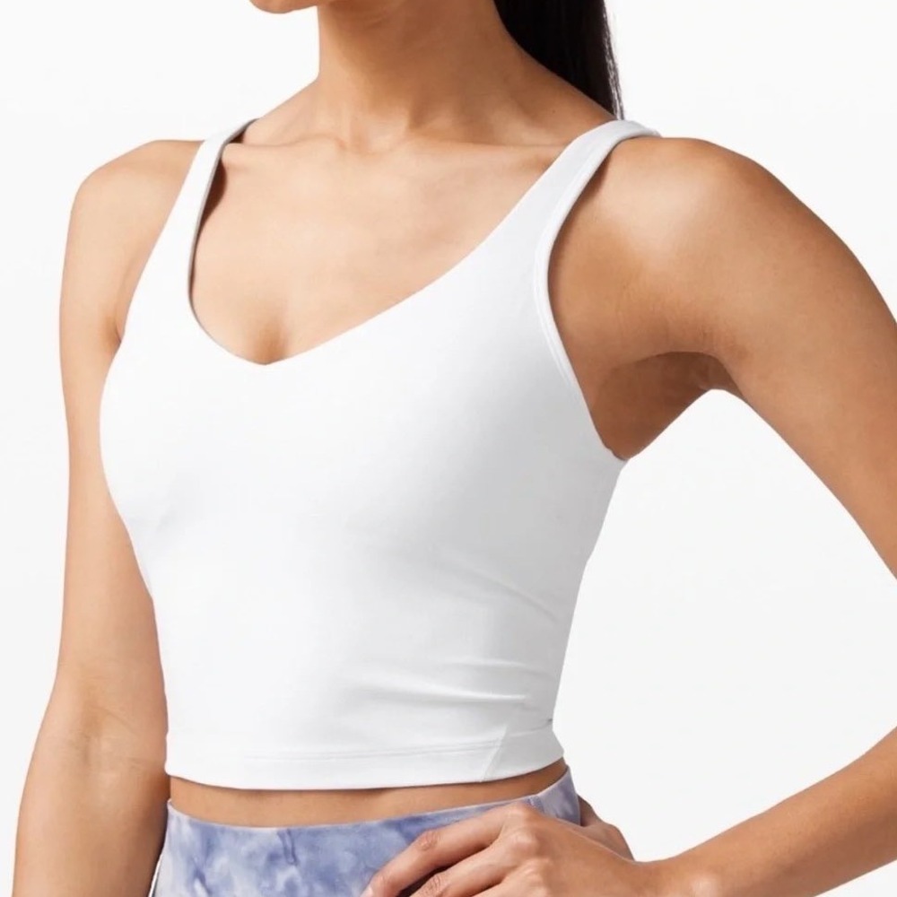 Lululemon Womens Align Longline Sports Bra 8 White Crop Tank Athletic LW1BSXS